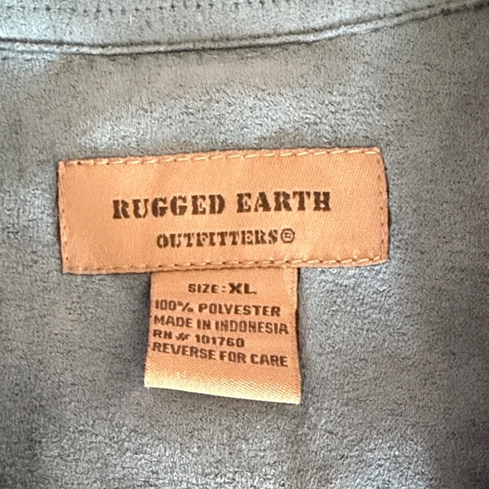 Suede Men's Blue Button-Down Shirt - Picture 4 of 7